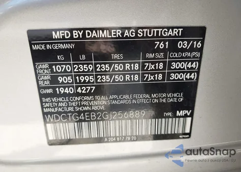 2016 Mercedes-Benz Gla 250 z USA, uszkodzony, nr VIN WDCTG4EB2GJ256889